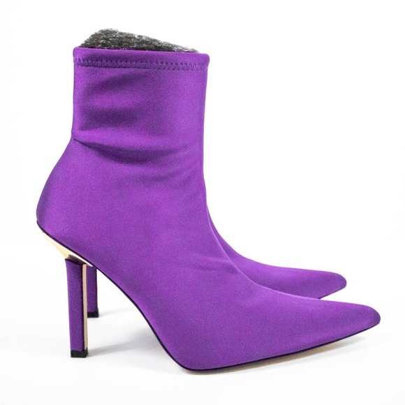 Good American Womens Purple Heel Ankle Boots Size 4 Pointed Toe Stiletto Booties - Picture 1 of 12